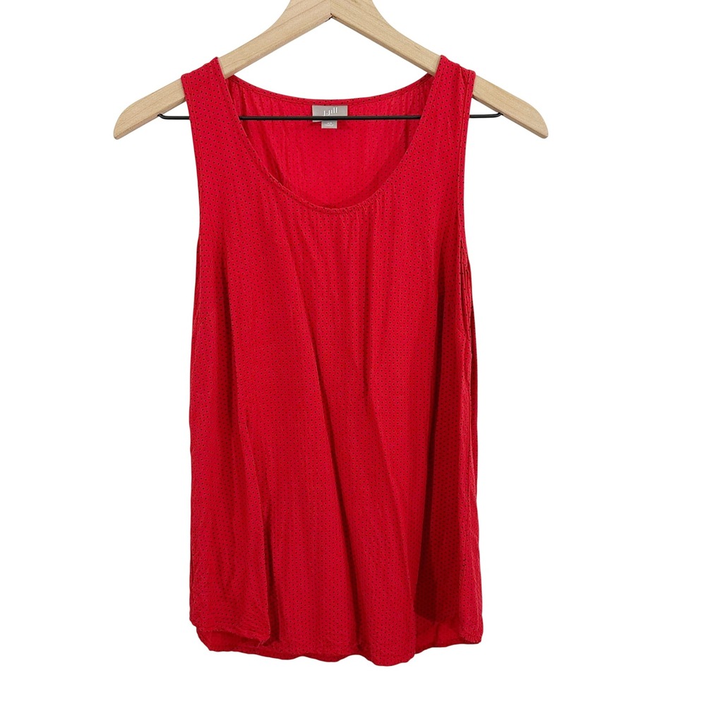 J. Jill Polka Dot Scoop Neck Tank Top Red Extra Small Retro‎ Parisian Summer
